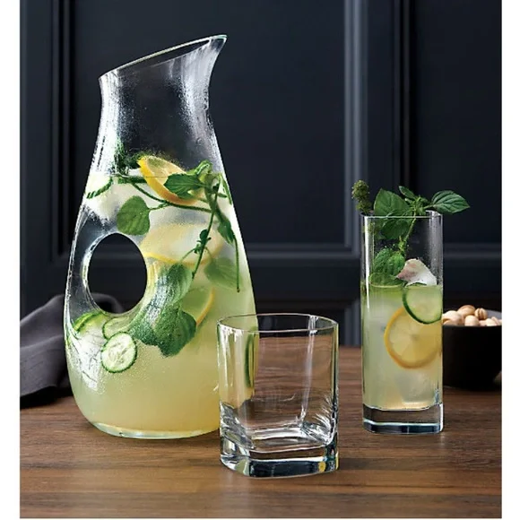 Crate&Barrel Ona Pitcher and Crescent Double Old-Fashioned Glass Set (3-pc set) - Picture 6 of 6